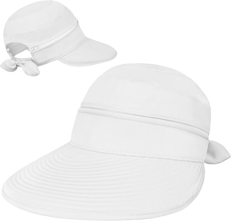 Suncube Women Sun Hat for Outdoor UV Protection, Wide Brim Sun Hat Ponytail, Convertible Zip-Off Beach Hat Visor - Image 2
